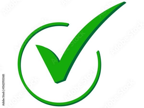 Fototapeta 3D Green Tick Mark Icon PNG Transparent | Check Symbol Approved Badge. fily type png web, app check mark icon