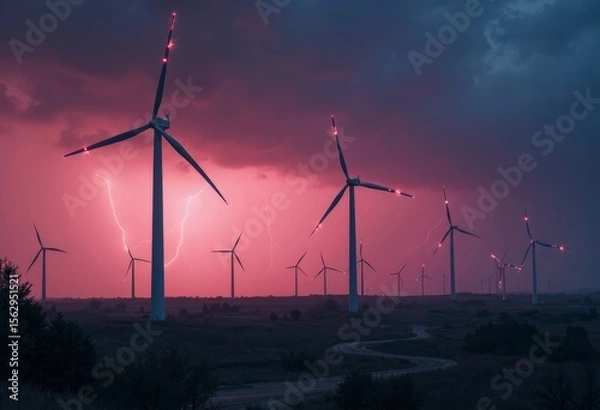 Obraz Close up of Wind Power Thunderstorm Art