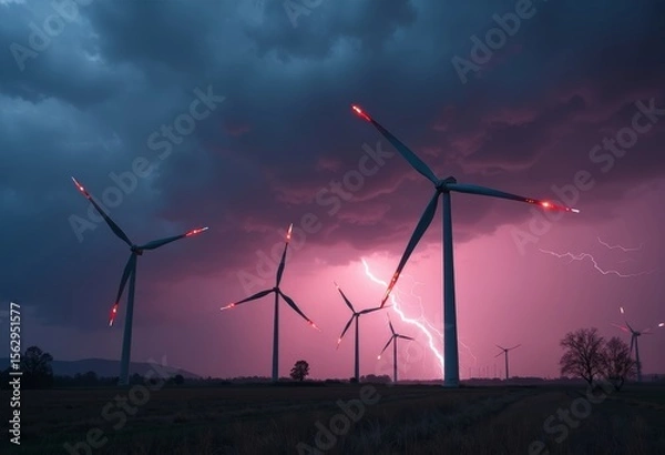Obraz Wind power dusk art scene
