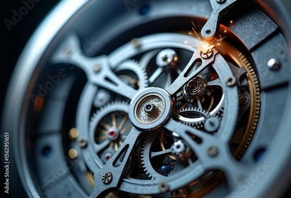 Obraz Silver gray watch core art close-up