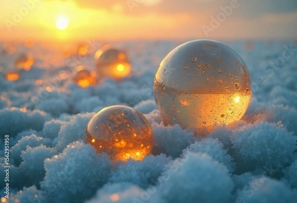 Obraz Close up of Ice Golden Ball Art
