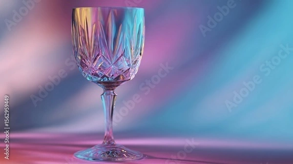 Fototapeta Elegant crystal glass catches the light with a rainbow gradient against a dreamy, blurred backdrop.