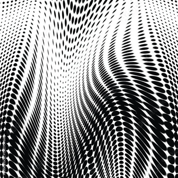 Fototapeta Wavy gradient halftone dots pattern texture background

