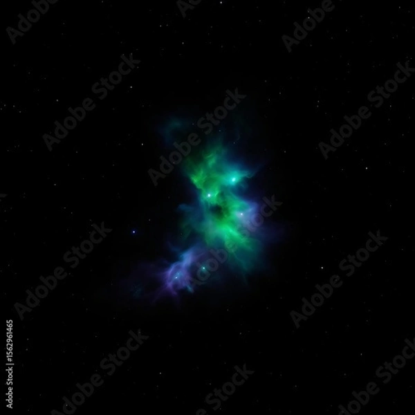 Fototapeta Vibrant Nebula in Deep Space Cosmic Clouds of Green and Purple Gas