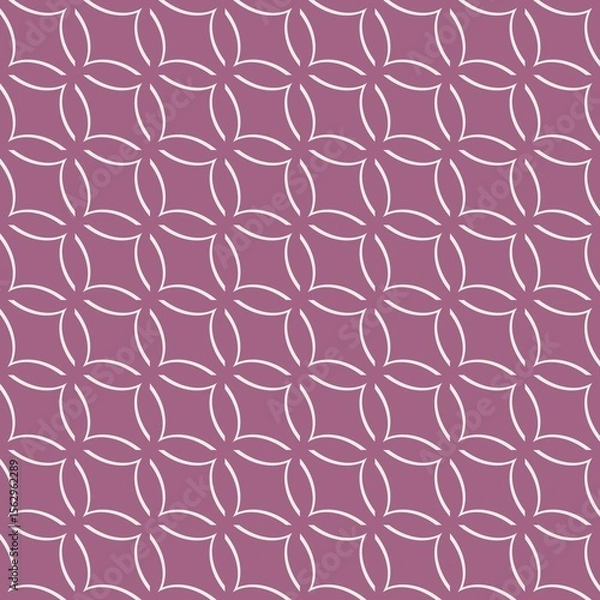 Fototapeta A seamless pattern composed of interconnected circles creates a geometric design with a modern aesthetic. The color scheme features variations of mauve and rose, enhancing the pattern's elegance.