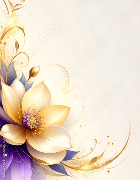 Fototapeta Elegant floral design featuring golden accents and soft colors.