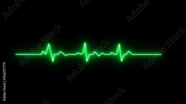 Obraz Abstract blue neon heartbeat signal icon illustration. Neon heartbeat signal and pulse rate signal icon.