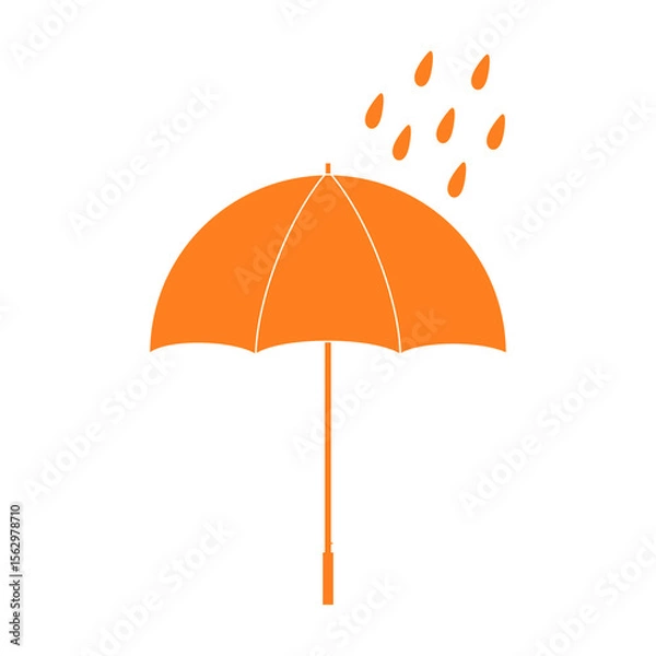 Obraz Orange Umbrella with Rain Icon – Orange Weather Warning Forecast Symbol Isolated on White Background