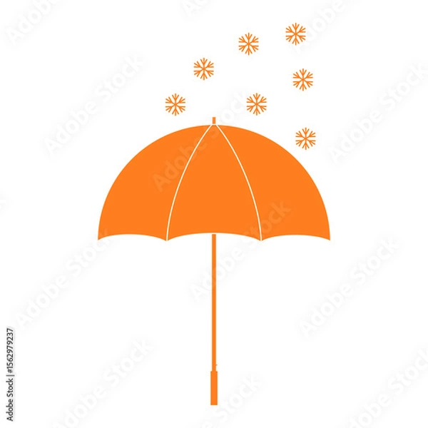 Obraz Orange Umbrella with Snow Icon – Orange Weather Warning Forecast Symbol Isolated on White Background