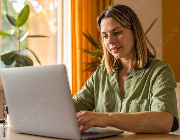 Obraz Professional Remote Job Interview - Millennial Candidate Video Call Setup