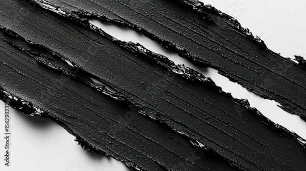 Fototapeta Three black textured strokes on a pale background