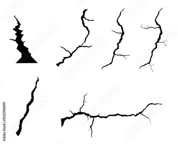 Obraz Surface crack, crack concrete wall, ground split fracture, Earthquake