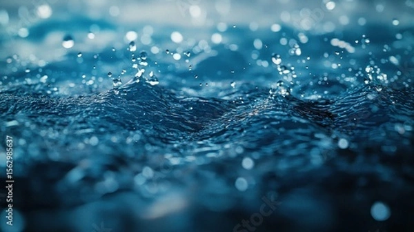 Fototapeta Water surface with splashes and ripples