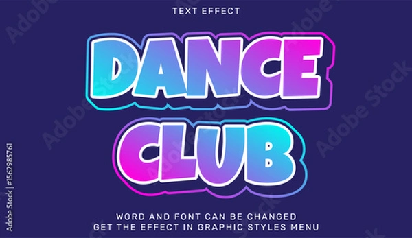 Obraz Dance club text effect in 3d design