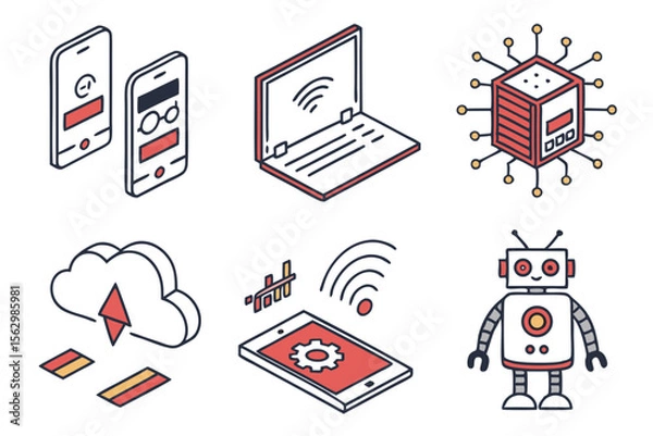 Fototapeta vector illustration of a set of icons for web