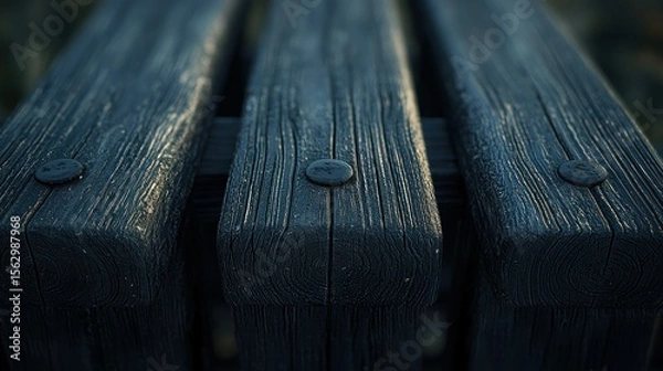 Fototapeta Wood bench slats close-up, texture, dark