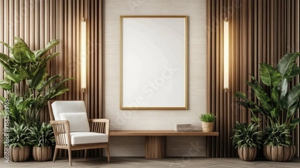 Fototapeta Empty frame in a modern, stylish interior.