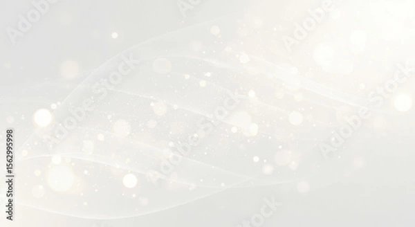Obraz 柔らかな白波と光の玉ボケ背景、美容系バナーに使えるシンプルな光背景、化学、成分表イメージ