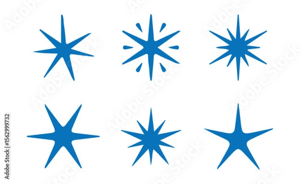 Fototapeta Minimalist Blue Sparkle and Flash Icons for Design Projects. Vector Illustration