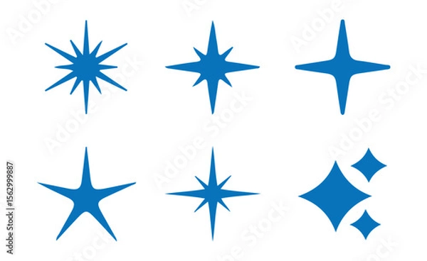 Fototapeta Minimalist Blue Sparkle and Flash Icons for Design Projects. Vector Illustration