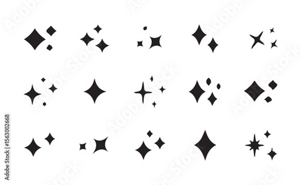 Fototapeta Minimalist Glowing Sparkles and Twinkle Icons Collection