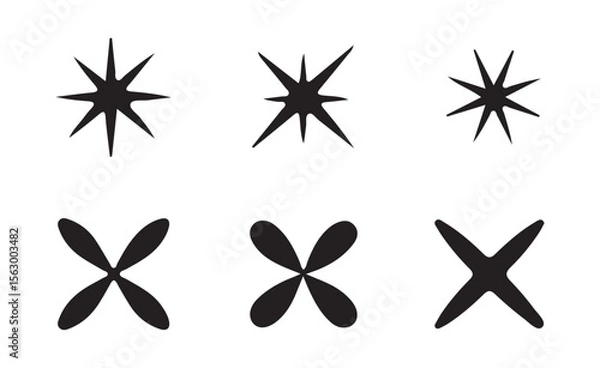 Fototapeta Simple Sparkle Silhouettes Set – Flat Vector Design Elements