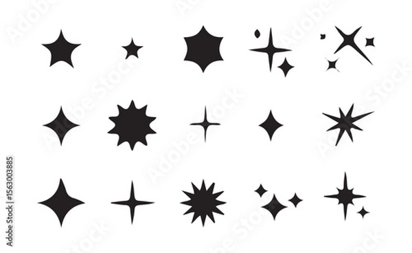 Fototapeta Simple Sparkle Silhouettes Set – Flat Vector Design Elements