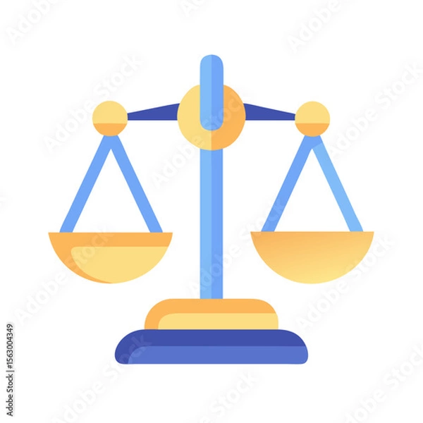 Fototapeta Scales of justice symbol flat design on black background