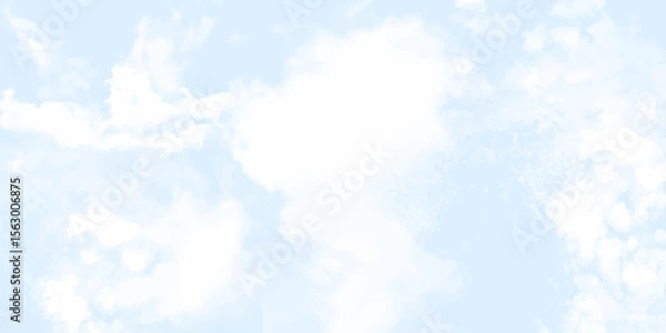 Obraz Blue sky clouds background. Beautiful landscape with clouds and orange sun on sky Clouds white patterns on bright blue sky background