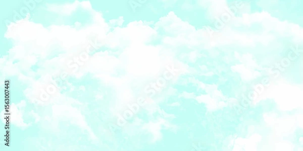 Obraz Blue sky clouds background. Beautiful landscape with clouds and orange sun on sky Clouds white patterns on bright blue sky background