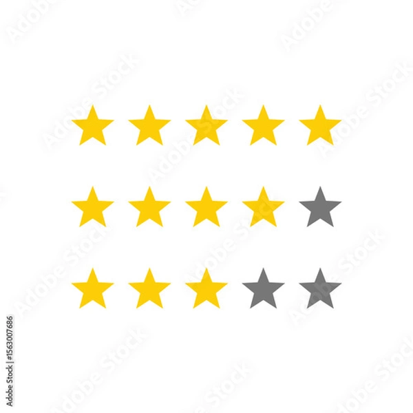 Fototapeta Product rating or customer review with gold stars template and flat vector icons for apps and websites