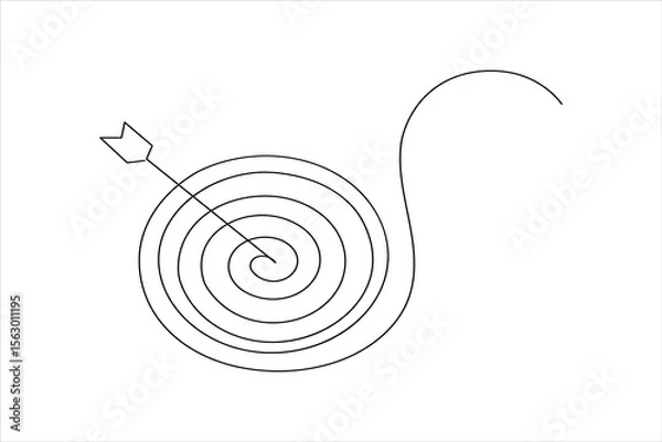 Fototapeta One line drawing target icon outline minimalist concept for marketing focus or achievement theme vector