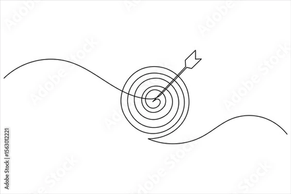 Fototapeta One line drawing target icon outline minimalist concept for marketing focus or achievement theme vector
