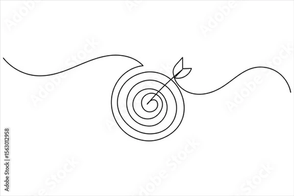 Fototapeta One line drawing target icon outline minimalist concept for marketing focus or achievement theme vector