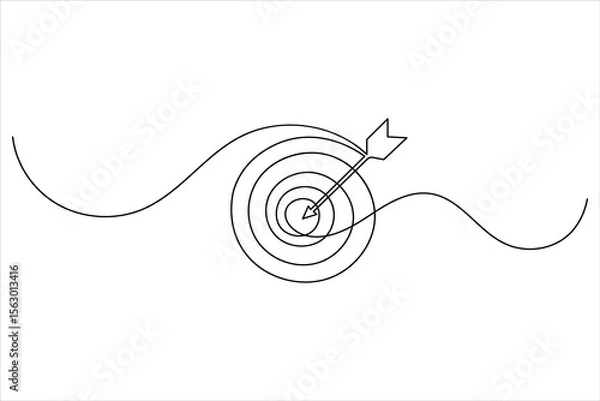 Fototapeta One line drawing target icon outline minimalist concept for marketing focus or achievement theme vector