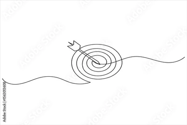 Fototapeta One line drawing target icon outline minimalist concept for marketing focus or achievement theme vector