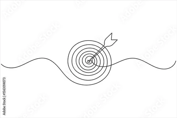 Fototapeta One line drawing target icon outline minimalist concept for marketing focus or achievement theme vector