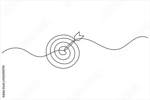 Fototapeta One line drawing target icon outline minimalist concept for marketing focus or achievement theme vector