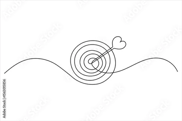 Fototapeta One line drawing target icon outline minimalist concept for marketing focus or achievement theme vector