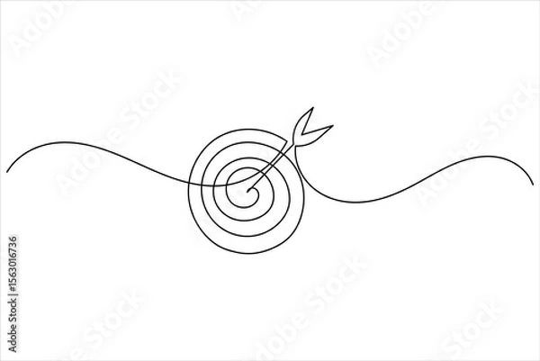 Fototapeta One line drawing target icon outline minimalist concept for marketing focus or achievement theme vector