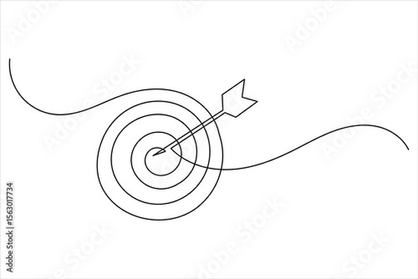 Fototapeta One line drawing target icon outline minimalist concept for marketing focus or achievement theme vector