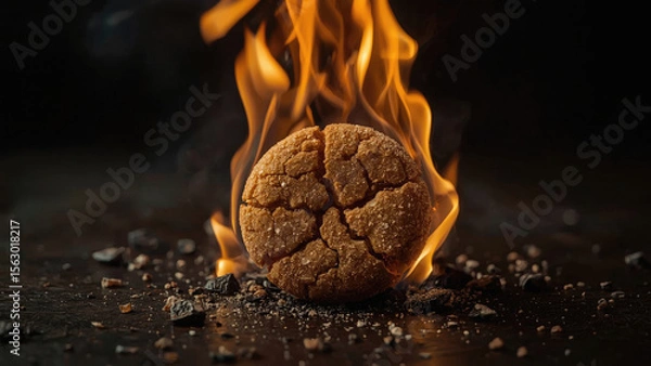 Fototapeta Traditional Cornish Fairing Ginger Biscuit From Cornwall England With Spiced Flavor and Crunchy Texture.
