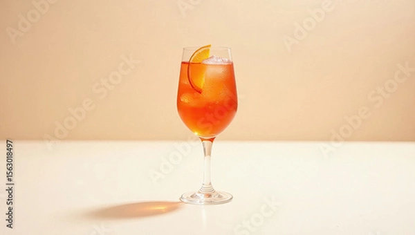 Fototapeta Vibrant Aperol Spritz Cocktails Served With Ice and Orange Garnish in Elegant Glasses.