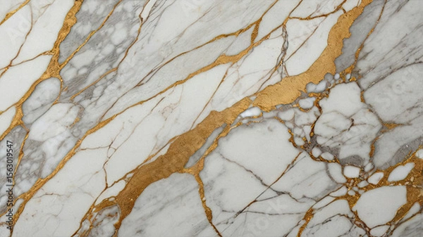 Fototapeta Calacatta Gold Marble With Distinct White and Gold Veining Pattern for Elegant Interior Finishes.