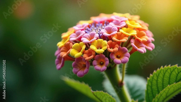 Fototapeta Lantana Strigocamara Flower Displayed With Space Around for Text or Design in a Bright Natural Setting.