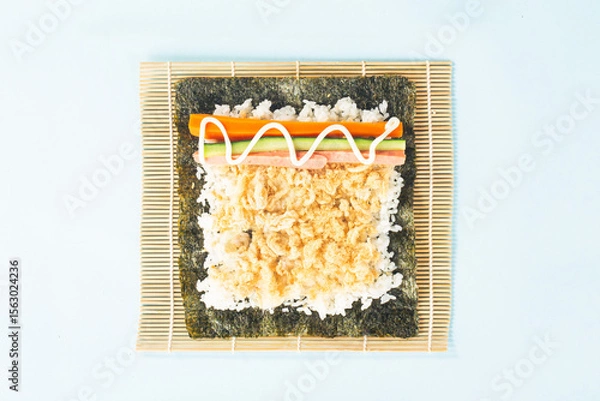 Obraz Close up of the process of making delicious sushi