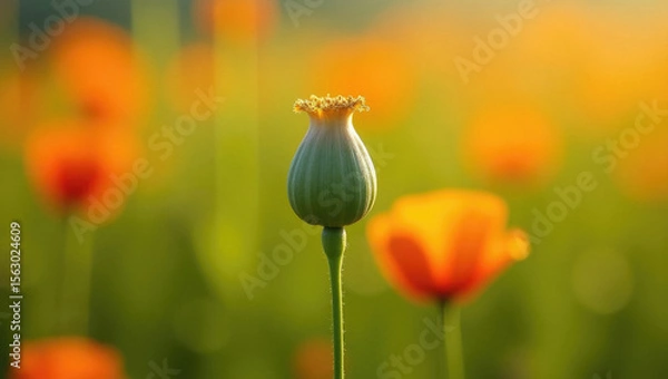 Fototapeta Close-Up of Single Flower Buds in Natural Light Capturing Growth and Botanical Simplicity.
