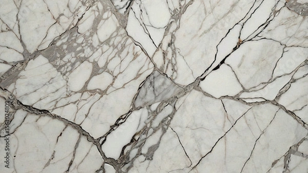 Fototapeta Statuario Marble Texture With Bright White Surface and Distinct Gray Veining for Classic Interiors.