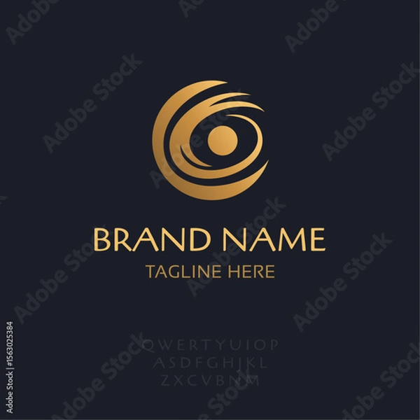 Fototapeta Abstract circle emblem, globe logo, vector illustration