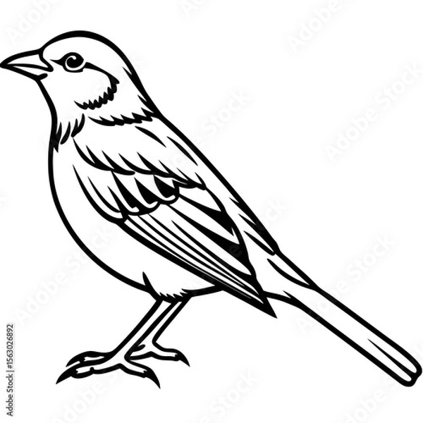 Fototapeta Yellowhammer Outline Bird Vector Design